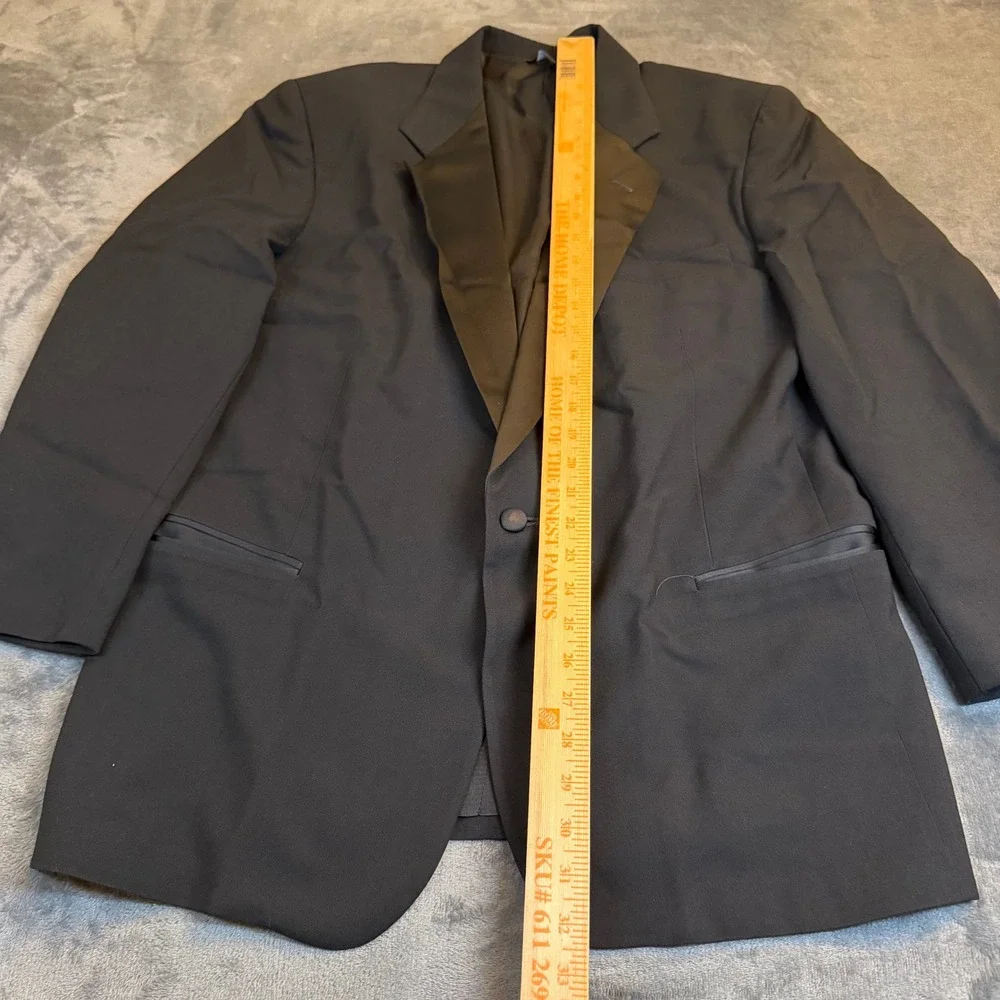 Neil Allyn Tuxedo Jacket Mens‎ 43R Black Wool Satin Peak Lapel Formal Blazer